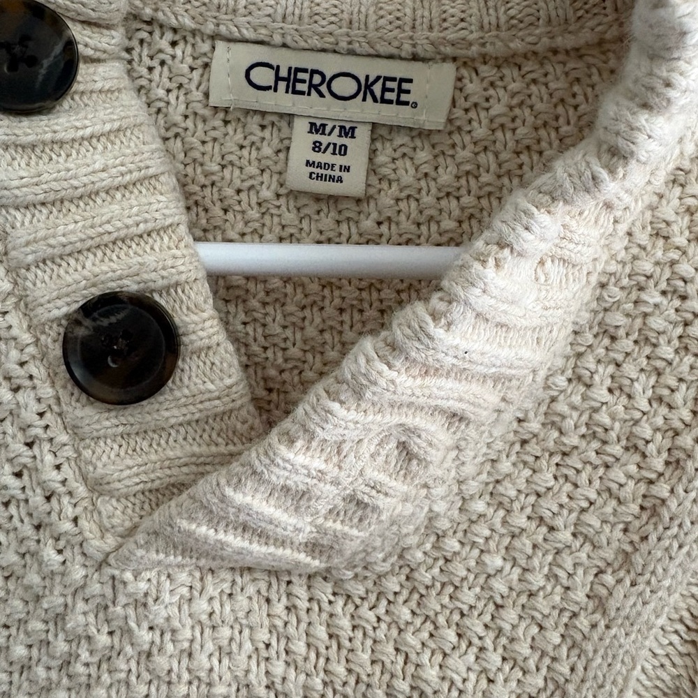 Cherokee Cream Knit Sweater with Button Accents - Picture 2 of 3